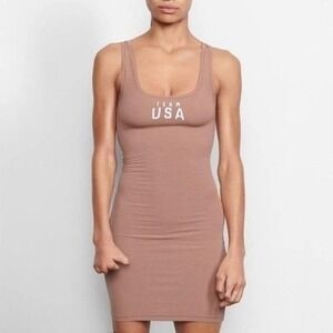 SKIMS Soft Lounge Rib Tank Dress Team USA Sienna Medium